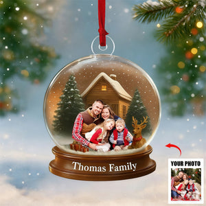 Custom Photo Snow Globe Ornament, Family Christmas Keepsake