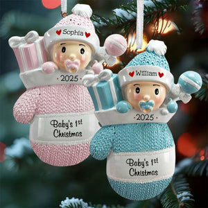 Baby In Mitten - Personalized Baby's First Christmas Ornament