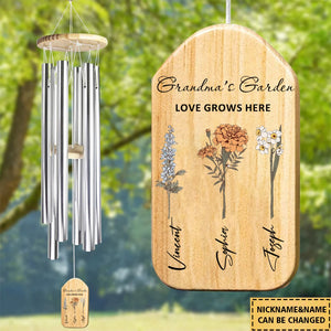 Personalized Grandmas Garden Wind Chimes