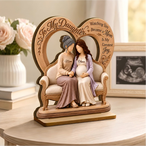 Personalized Mother Daughter Pregnancy Wooden Plaque,New Mom Gift