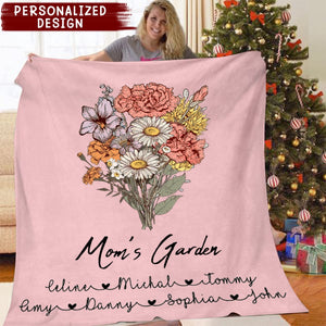 Grandma Mom's Garden Personalized Flower Blanket