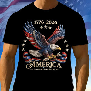 250th Anniversary America Patriotic T-Shirt, Bald Eagle American Flag Tee