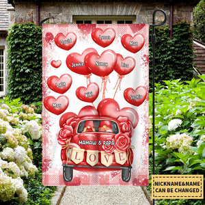 Truck Grandma Grandpa Heart Grandkids Personalized Garden Flag