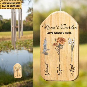 Personalized Grandmas Garden Wind Chimes
