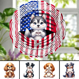 Paws And Freedom - Personalized Dog Wind Spinner With Name