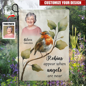 Robins Appear When Angels Are Near - Personalized Garden Flag