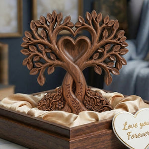 Personalized Couple Heart Tree Wooden Block, Gift For Couples