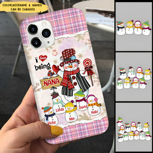 Christmas Snowman Nana Mom with Little Kids Personalized Phone Case