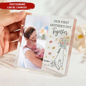 Our First Mother's Day Together Hand Holding - Personalized Acrylic Photo Plaque