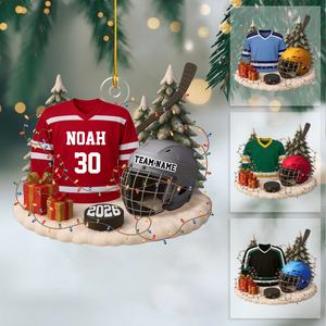 Personalized Hockey Ornament 2026 Custom Jersey, Helmet & Team Keepsake