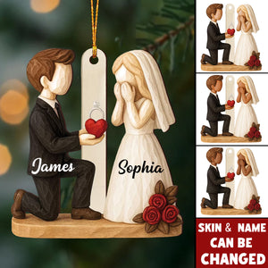 ''She Said Yes''- Personalized Couple Ornament, Newlyweds Gift