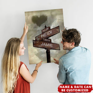 Personalized Crossroads Signs Names and Special Date Canvas Poster