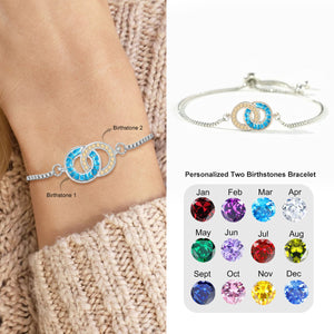 Personalized Double Circle Birthstone Couple Bracelet-A Gift For Her