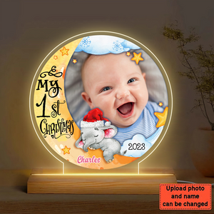 My First Christmas Elephant -Upload Photo- Personalized LED Lamp Night Light