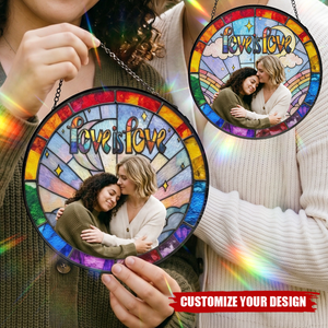 Personalized Rainbow Suncatcher With Photo, Pride Month LGBT Gift