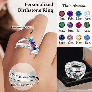 Personalized 1–6 Birthstones Stacking Ring, Gift For Mom