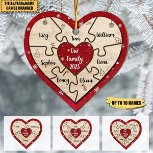 Our Family Puzzle Piece Heart-Personalized Ornament