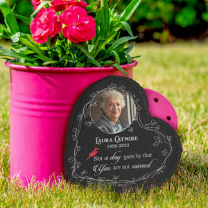 Personalized Memorial Heart Garden Stone Memorial Stone With Photo Not A Day Goes By
