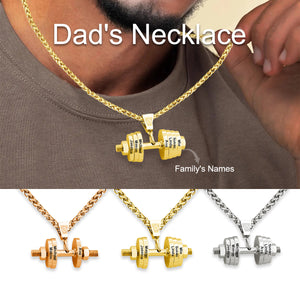 Personalized Name Dumbbell Necklace For Father's Day