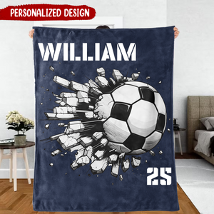 Personalized Custom Soccer Player Blanket With Name And Number