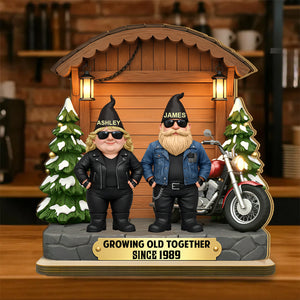 Personalized Motorcycle Cabin Couple Riding ,Wooden Plaque