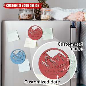 Personalized Adventure Wedding Fridge Magnet, Custom Couple Gift