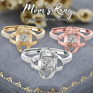 Personalized Four-Leaf Clover Eternal Heart Adjustable Ring