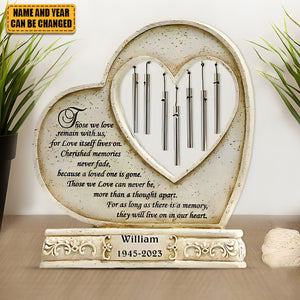 They'll Live On In Our Hearts Memorial Chime-Personalized Stone With Wind Chimes