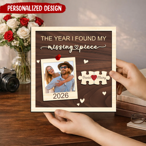 Personalized Missing Piece Custom Couples Photo Puzzle Name Wooden Plaque