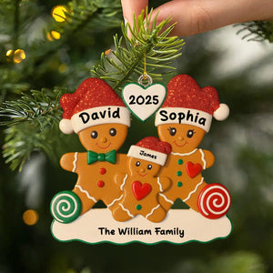 Our First Christmas - Custom Gingerbread Family Wooden Ornament