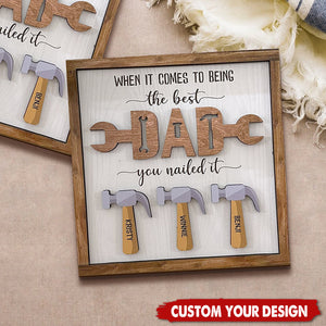 Personalized Father's Day Gift, Wooden Plaque With Kid's Name, The Best Dad Sign