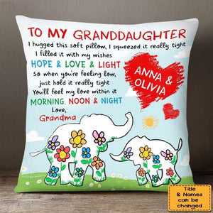 Personalized Gift For Granddaughter Elephant Hugged This Pillow