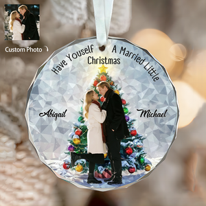 Our First Christmas Married - Personalized Couple Glass Ornament