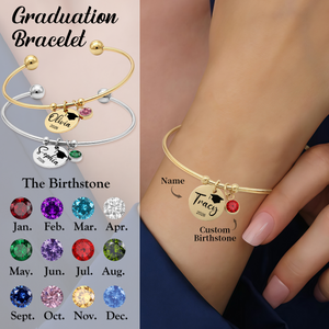Personalized Graduation Birthstone Adjustable Bracelet, Gift for Graduates