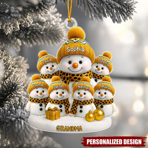 Personalized Snowman Family Christmas Celebration Ornament