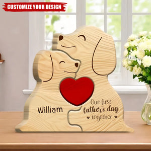 Personalized Wooden Dog Family Puzzle , First Father's Day Gift