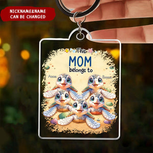This Grandma Belongs To Cute Turtles Personalized Keychain