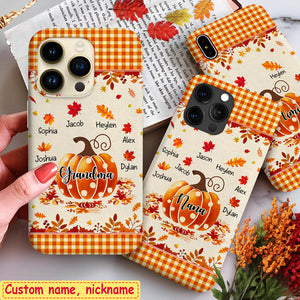 Autumn Fall Season Pumpkin Grandma Mom Leaves Kids Personalized Phone Case