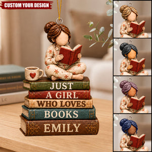 Just A Girl Who Loves Books Ornament, Reading Book Tree Decor