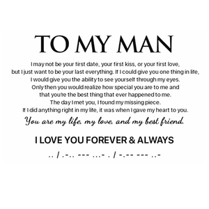To My Man, I Love You Forever & Always Morse Code Bracelet
