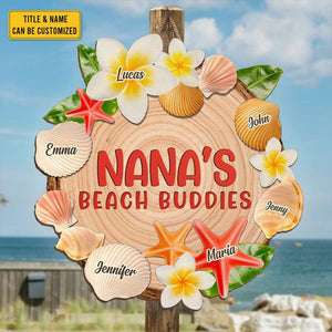 Grandma's Beach Buddies - Family Personalized Custom Shaped Home Decor Wood Sign