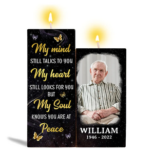 My Mind Still Talks To You Photo Memorial Sympathy Remembrance Keepsake Personalized Candle Holder