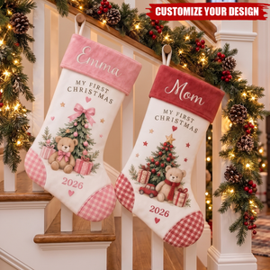 First Christmas Baby Keepsake Teddy Bear - Personalized Stocking