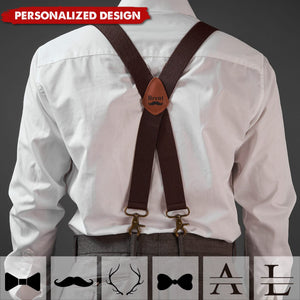 Personalized Monogrammed Leather Suspenders - Unique Gift For Men