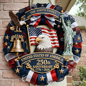 Custom Wood Sign-Personalized America 250th Anniversary Gifts-Family Forever United