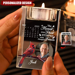 The Moment Your Heart Stopped - Personalized Crystal Candle Holder