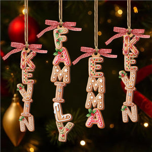 Custom Gingerbread Letter Wooden Ornament - Sweet Gingerbread Dreams