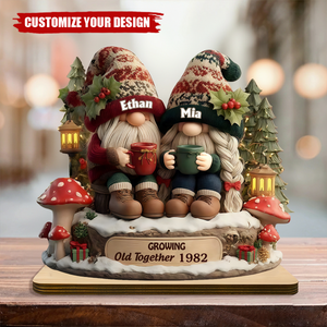 Personalized Couple Growing Old Together Wooden Plaque
