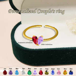 You & Me - Personalized Couple Birthstone Ring
