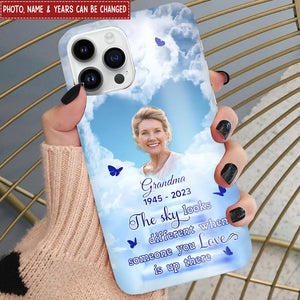 Memorial Gift Insert Photo Family Loss, The Sky Looks Different Personalized Phone Case